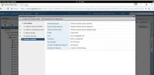 Create vCenter HA -13