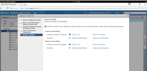 Create vCenter HA -22